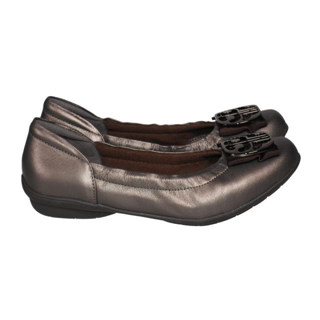 【靴のHOSHIKAWA】  『Airy step 6360』 エアリーステップ  22cm〜24.5cm EEE パンプス レディース プラチナ カジュアル ローヒール ぺたんこ 山羊革