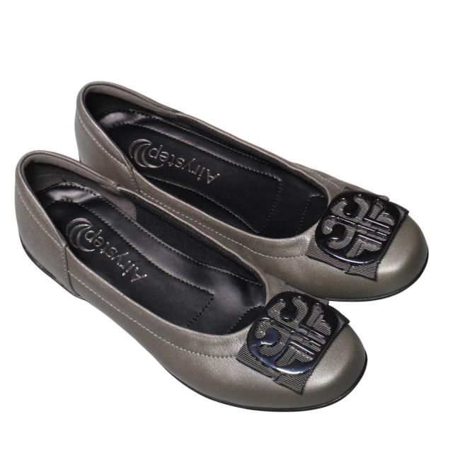 【靴のHOSHIKAWA】  『Airy step 6360』 エアリーステップ シルバー 22cm〜24.5cm EEE パンプス レディース カジュアル ローヒール ぺたんこ 山羊革