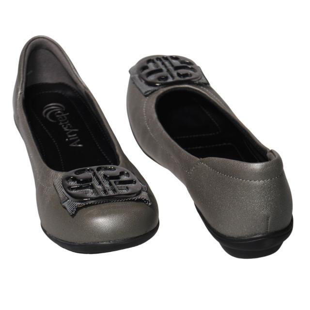 【靴のHOSHIKAWA】  『Airy step 6360』 エアリーステップ シルバー 22cm〜24.5cm EEE パンプス レディース カジュアル ローヒール ぺたんこ 山羊革