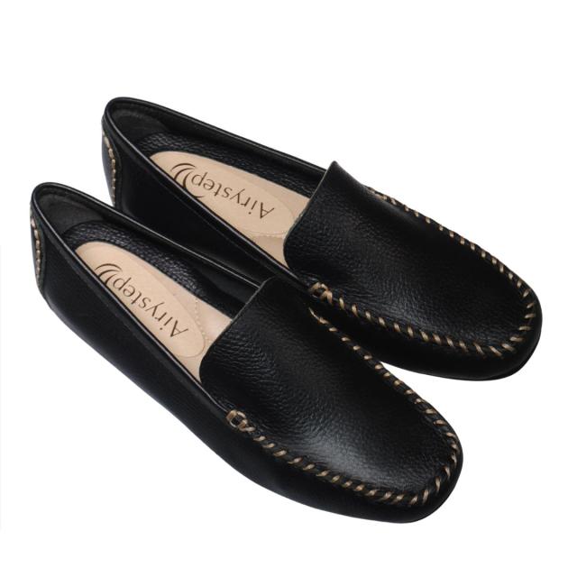 【靴のHOSHIKAWA】  『Airystep 7001』 エアリーステップ ローファー 22.5cm〜24.5cm EEE ブラック ドライビングシューズ インヒール 天然皮革