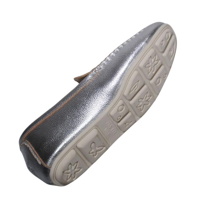 【靴のHOSHIKAWA】  『Airystep 7001』 エアリーステップ ローファー 22.5cm〜24.5cm EEE シルバー ドライビングシューズ インヒール 天然皮革