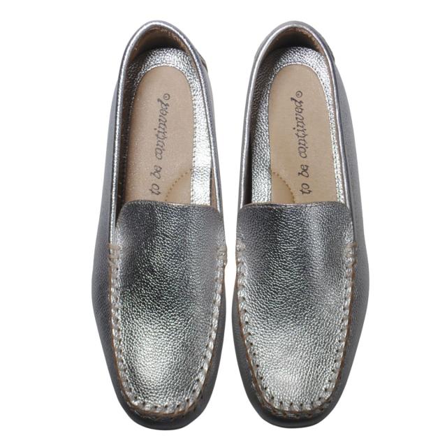 【靴のHOSHIKAWA】  『Airystep 7001』 エアリーステップ ローファー 22.5cm〜24.5cm EEE シルバー ドライビングシューズ インヒール 天然皮革
