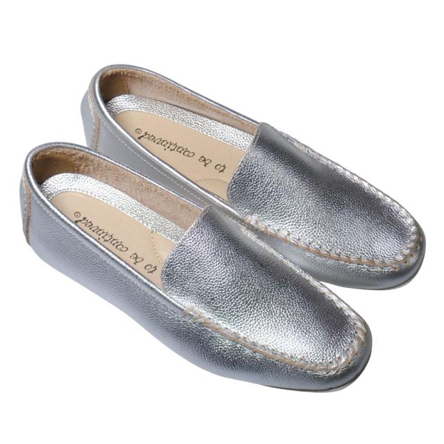 【靴のHOSHIKAWA】  『Airystep 7001』 エアリーステップ ローファー 22.5cm〜24.5cm EEE シルバー ドライビングシューズ インヒール 天然皮革