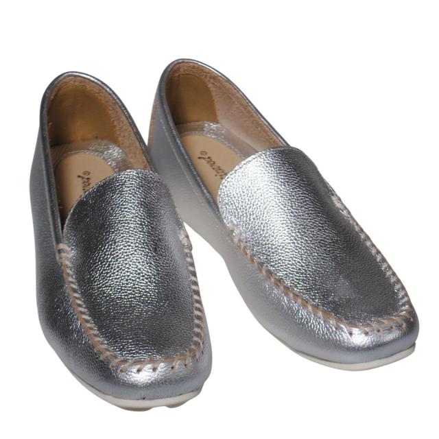 【靴のHOSHIKAWA】  『Airystep 7001』 エアリーステップ ローファー 22.5cm〜24.5cm EEE シルバー ドライビングシューズ インヒール 天然皮革