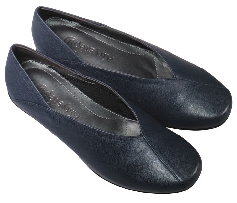 【靴のHOSHIKAWA】  『Airystep 7537』 エアリーステップ パンプス 22.5cm〜24.5cm EEE ネイビー レディース ウェッジソール カジュアル 牛革 国産