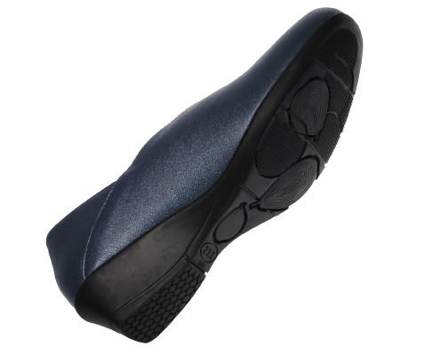 【靴のHOSHIKAWA】  『Airystep 7537』 エアリーステップ パンプス 22.5cm〜24.5cm EEE ネイビー レディース ウェッジソール カジュアル 牛革 国産