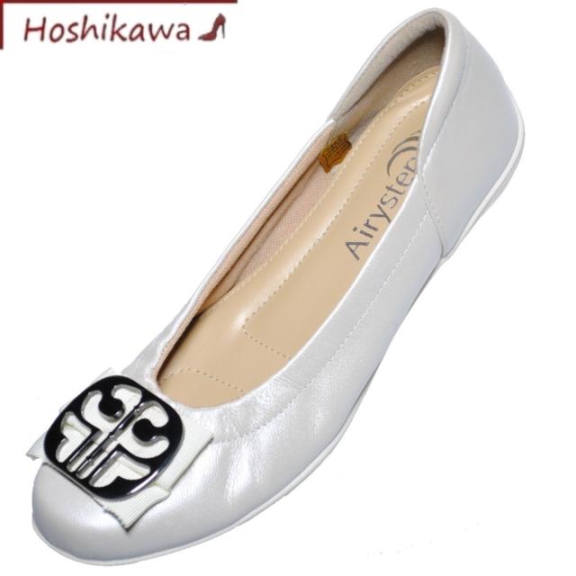 【靴のHOSHIKAWA】  『Airy step 6360』 エアリーステップ ホワイト 22cm〜24.5cm EEE パンプス レディース カジュアル ローヒール ぺたんこ 山羊革