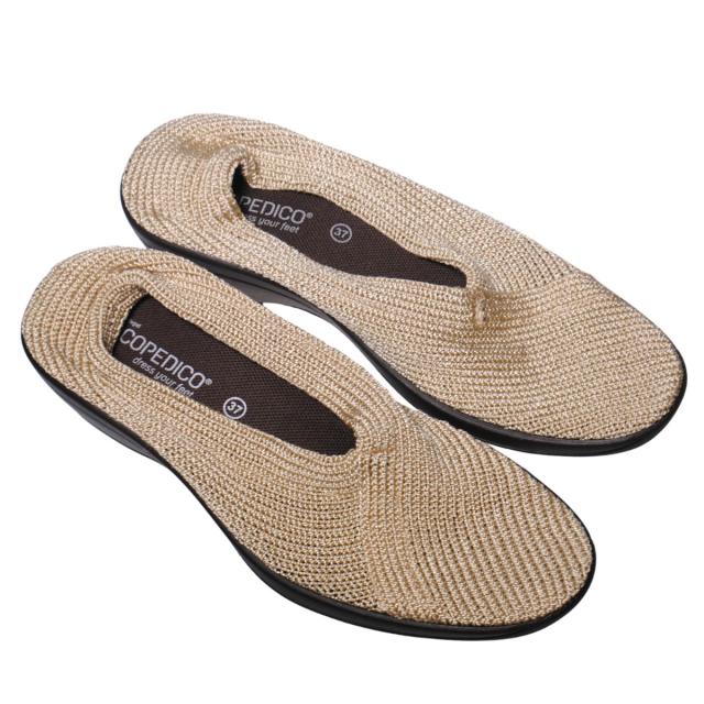 【靴のHOSHIKAWA】  『ARCOPEDICO MAILU』 アルコペディコ パンプス 23cm〜25cm ベージュ ニット ウェッジソール 室内屋外両用 バレエシューズ ポルトガル製 軽量 靴のHOSHIKAWA】 『ARCOPEDICO MAILU』 アルコペディコ パンプス 23cm