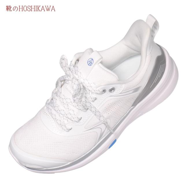【靴のHOSHIKAWA】  『ASAHI AFC 001』 アサヒフットケア 22cm〜28cm  ユニセックス カジュアル ホワイト スニーカー レースアップ 通気性 合成繊維
