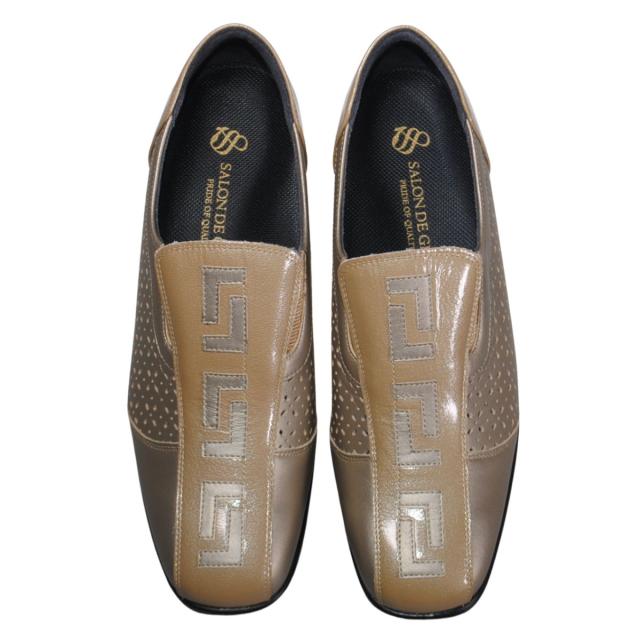 【靴のHOSHIKAWA】  『SALON DE GRES 18582』 サロンドグレー スリッポン 21.5cm〜24.5cm EEEE ベージュP レディース コンフォート ウェッジソール 国産 本革 外反母趾