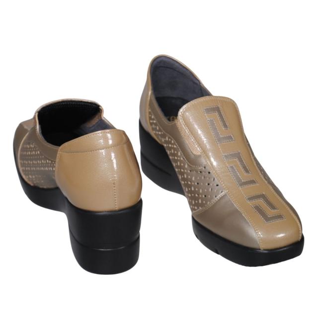 【靴のHOSHIKAWA】  『SALON DE GRES 18582』 サロンドグレー スリッポン 21.5cm〜24.5cm EEEE ベージュP レディース コンフォート ウェッジソール 国産 本革 外反母趾