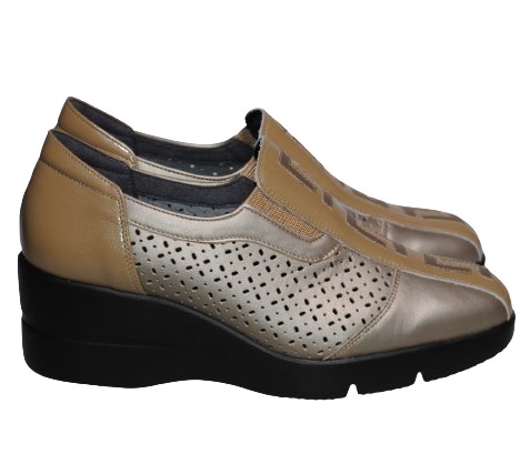 【靴のHOSHIKAWA】  『SALON DE GRES 18582』 サロンドグレー スリッポン 21.5cm〜25cm EEEE シルバー レディース 国産 本革 外反母趾 コンフォート