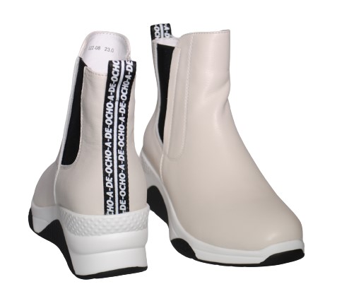 【靴のHOSHIKAWA】  『de ocho A de ocho 022-08』 デオチョアデオチョ ブーツ 22cm〜24.5cm EEE レディース アイボリー ショートブーツ 厚底 国産 秋冬