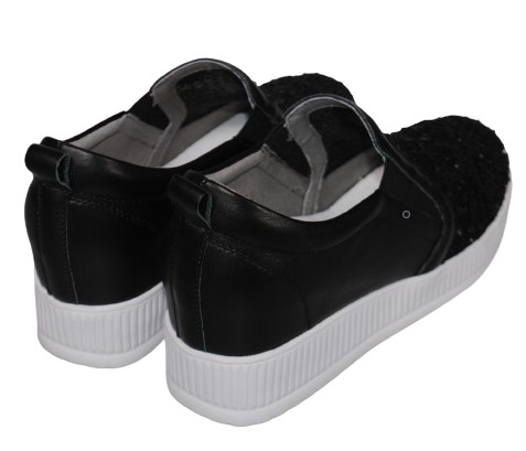 【靴のHOSHIKAWA】  『de ocho A de ocho 816-29』 デオチョアデオチョ スリッポン 22cm〜24.5cm レディース ブラック レザースニーカー ラインストーン 厚底 本革