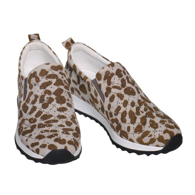 【靴のHOSHIKAWA】  『de ocho A de ocho 162-18837』 デオチョアデオチョ スリッポン 22cm〜25.5cm レディース ブラウンC レザースニーカー ラインストーン スウェード 厚底 本革