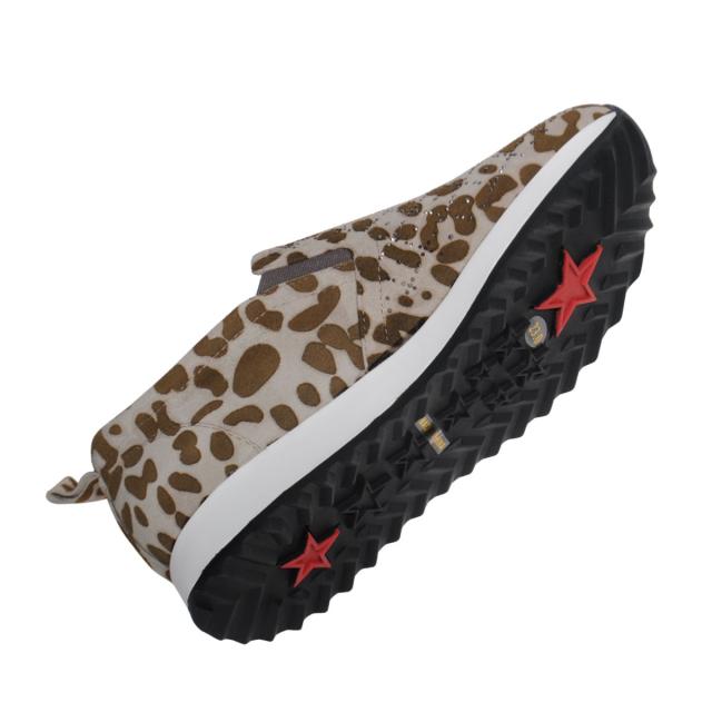 【靴のHOSHIKAWA】  『de ocho A de ocho 162-18837』 デオチョアデオチョ スリッポン 22cm〜25.5cm レディース ブラウンC レザースニーカー ラインストーン スウェード 厚底 本革