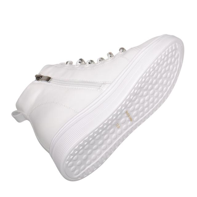 【靴のHOSHIKAWA】  『de ocho A de ocho 6239-15』 デオチョアデオチョ ハイカットスニーカー 22cm〜24.5cm レディース ホワイト インヒール ショートブーツ 内側ファスナー 厚底 秋冬