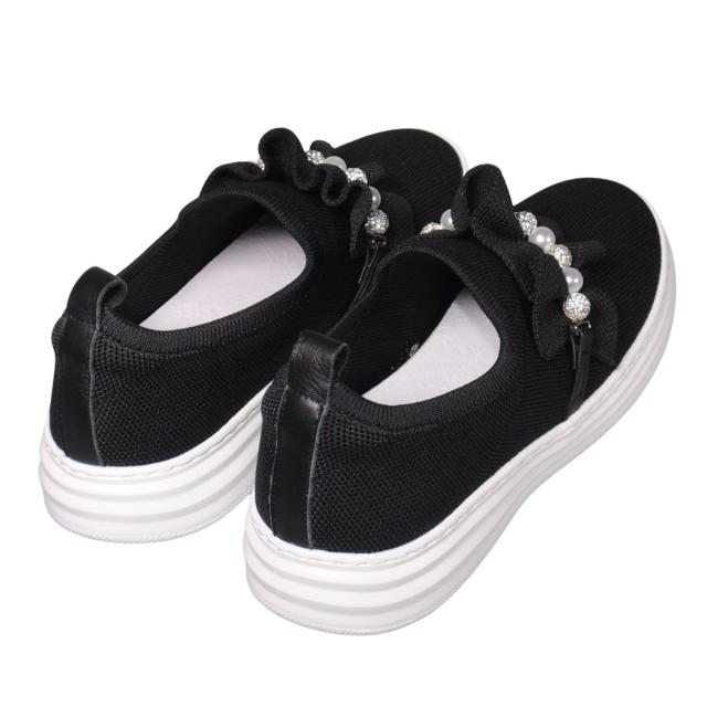 【靴のHOSHIKAWA】  『de ocho A de ocho J52-28』 デオチョアデオチョ スリッポン 22cm〜24.5cm レディース ブラック スニーカー パール ストレッチ 軽量 通気性 春夏