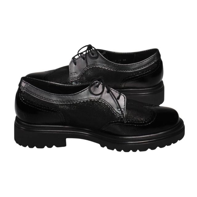 【靴のHOSHIKAWA】  『Gabor 72555』 ガボール レディース オックスフォードシューズ 22cm〜25.5cm ブラックC スロバキア エナメル革 マニッシュ ウィングチップ 天然皮革 厚底 秋冬