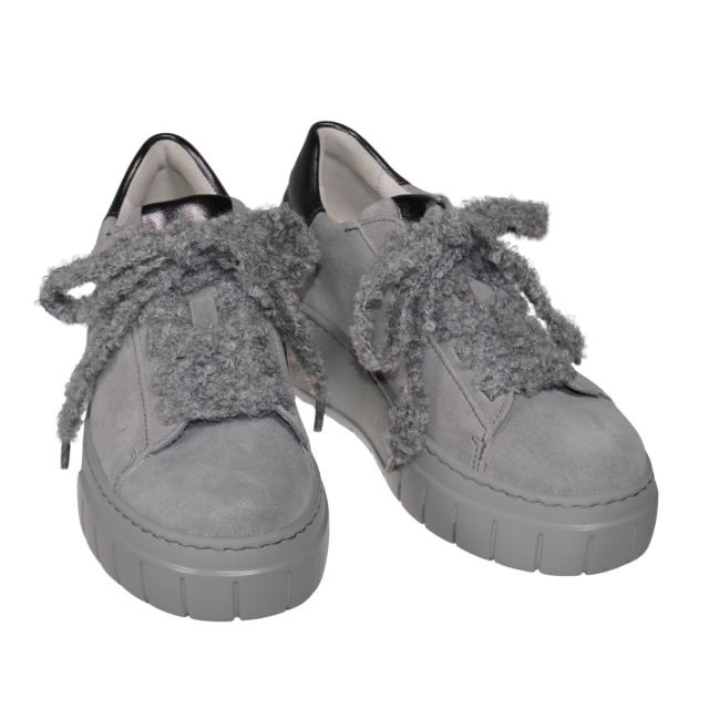 【靴のHOSHIKAWA】  『Gabor 73222』 ガボール レディース 厚底スニーカー 22cm〜25.5cm グレー スロバキア製 マニッシュ レースアップ 天然皮革 厚底 秋冬