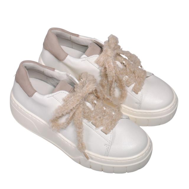 【靴のHOSHIKAWA】  『Gabor 73222』 ガボール レディース 厚底スニーカー 22cm〜25.5cm ホワイト スロバキア製 マニッシュ レースアップ 天然皮革 厚底 秋冬