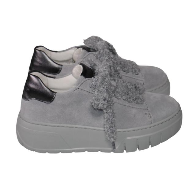 【靴のHOSHIKAWA】  『Gabor 73222』 ガボール レディース 厚底スニーカー 22cm〜25.5cm グレー スロバキア製 マニッシュ レースアップ 天然皮革 厚底 秋冬