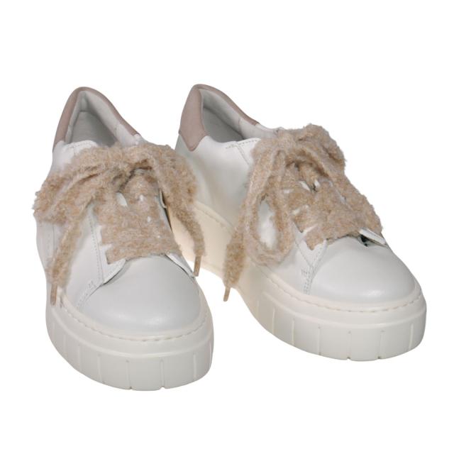 【靴のHOSHIKAWA】  『Gabor 73222』 ガボール レディース 厚底スニーカー 22cm〜25.5cm ホワイト スロバキア製 マニッシュ レースアップ 天然皮革 厚底 秋冬