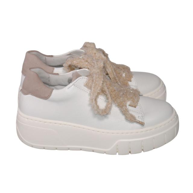 【靴のHOSHIKAWA】  『Gabor 73222』 ガボール レディース 厚底スニーカー 22cm〜25.5cm ホワイト スロバキア製 マニッシュ レースアップ 天然皮革 厚底 秋冬