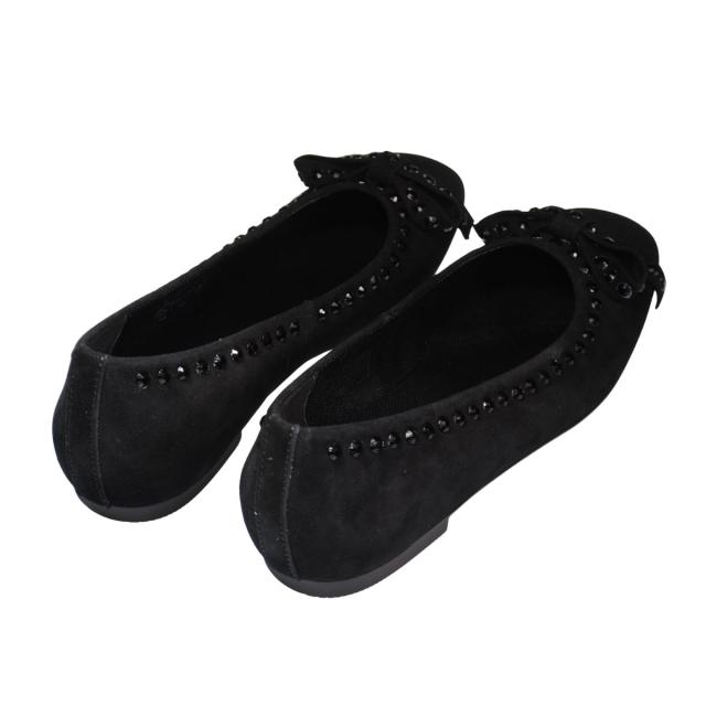 【靴のHOSHIKAWA】  『Gabor 74143』 ガボール パンプス 22cm〜24.5cm レディース ブラック スロバキア製 フラット底 スウェード スクエアトゥ 秋冬