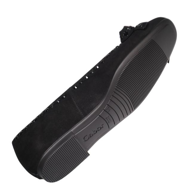 【靴のHOSHIKAWA】  『Gabor 74143』 ガボール パンプス 22cm〜24.5cm レディース ブラック スロバキア製 フラット底 スウェード スクエアトゥ 秋冬