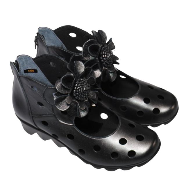 【靴のHOSHIKAWA】  『Monet 1250』 サマーブーツ モネ 22cm〜24.5cm EEE レディース Dシルバー カジュアル ショート丈 日本製 本革 春夏