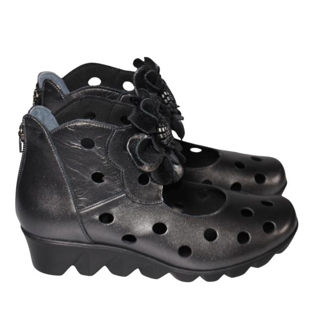 【靴のHOSHIKAWA】  『Monet 1250』 サマーブーツ モネ 22cm〜24.5cm EEE レディース Dシルバー カジュアル ショート丈 日本製 本革 春夏