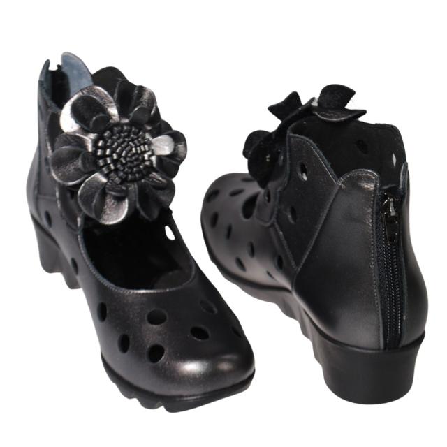 【靴のHOSHIKAWA】  『Monet 1250』 サマーブーツ モネ 22cm〜24.5cm EEE レディース Dシルバー カジュアル ショート丈 日本製 本革 春夏