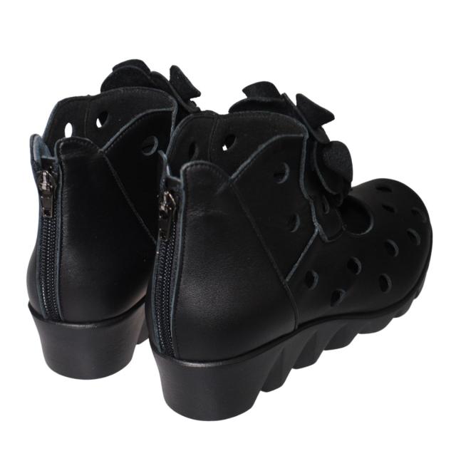 【靴のHOSHIKAWA】  『Monet 1250』 サマーブーツ モネ 22cm〜24.5cm EEE レディース ブラック カジュアル ショート丈 日本製 本革 春夏