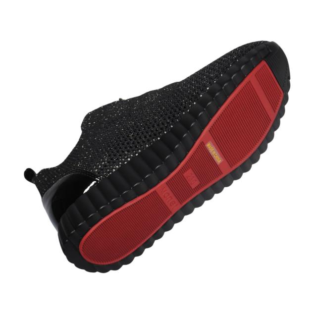 【靴のHOSHIKAWA】  『Monet 131530』 モネ ストレッチスニーカー 21.5cm〜25cm EEE レディース ブラック レースアップ 厚底 日本製 通気性 春夏