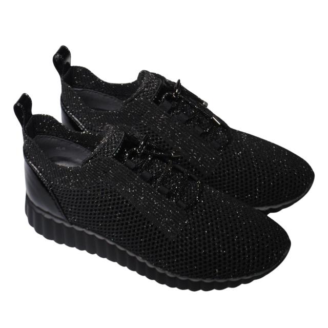 【靴のHOSHIKAWA】  『Monet 131530』 モネ ストレッチスニーカー 21.5cm〜25cm EEE レディース ブラック レースアップ 厚底 日本製 通気性 春夏