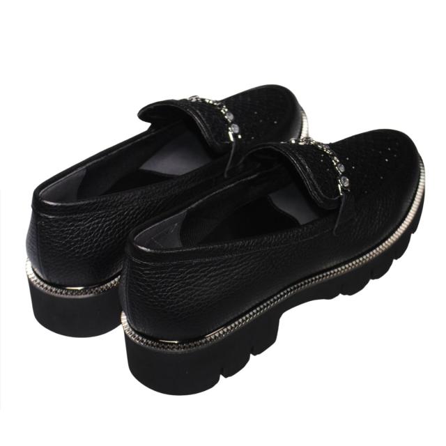 【靴のHOSHIKAWA】  『MONET 211520』 モネ ビットローファー 21.5cm〜24.5cm EEE トラックソール レディース ブラック ラインストーン 通気性 国産 本革 春夏