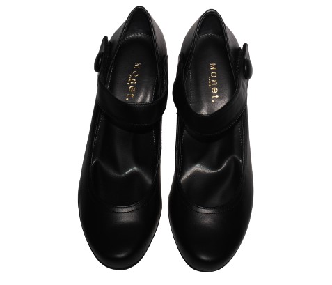 【靴のHOSHIKAWA】  『Casual Monet 213314』 カジュアルモネ パンプス 21.5cm〜24.5cm EEE クロスムース レディース マジックテープ ヒール 日本製 本革