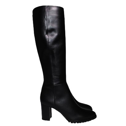 【靴のHOSHIKAWA】  『MONET 214203』 モネ ロングブーツ 21.5cm〜24.5cm EEE ブラック レディース サイドファスナー スムース革 本革 ヒール 国産