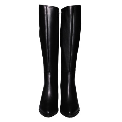 【靴のHOSHIKAWA】  『MONET 214203』 モネ ロングブーツ 21.5cm〜24.5cm EEE ブラック レディース サイドファスナー スムース革 本革 ヒール 国産