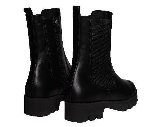 【靴のHOSHIKAWA】  『MONET 214303』 モネ ショートブーツ 21.5cm〜24.5cm EEE ブラック レディース サイドファスナー スムース革 本革 厚底 国産