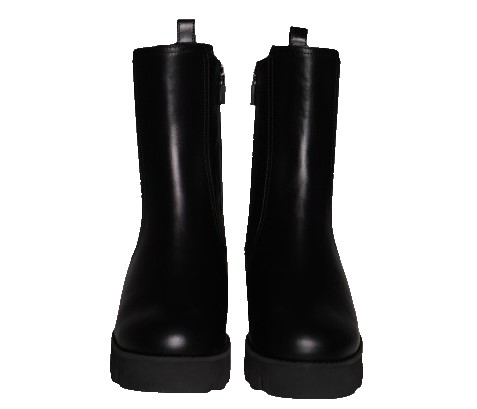 【靴のHOSHIKAWA】  『MONET 214303』 モネ ショートブーツ 21.5cm〜24.5cm EEE ブラック レディース サイドファスナー スムース革 本革 厚底 国産