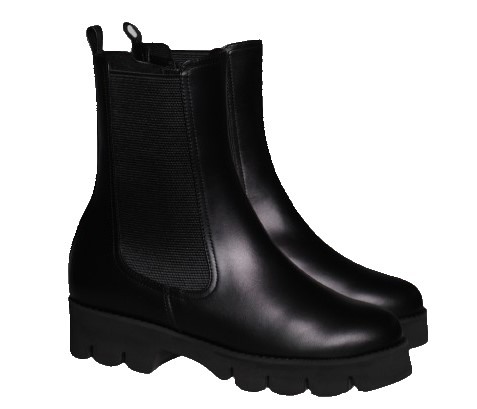 【靴のHOSHIKAWA】  『MONET 214303』 モネ ショートブーツ 21.5cm〜24.5cm EEE ブラック レディース サイドファスナー スムース革 本革 厚底 国産