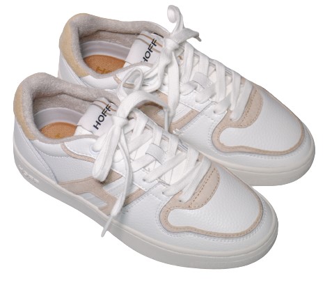 【靴のHOSHIKAWA】  『HOFF 22209003』 ホフ レザースニーカー 23cm〜25.5cm 幅広 ベージュ/ホワイト レディース レースアップ 天然皮革