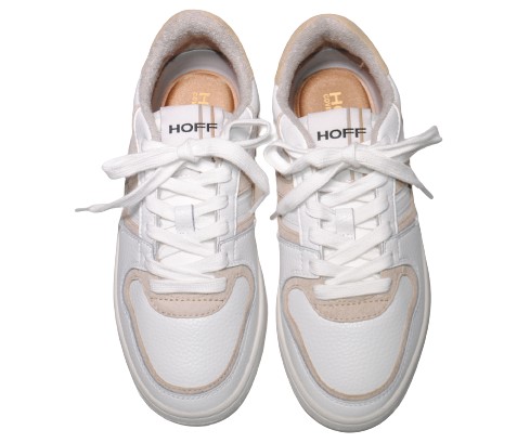 【靴のHOSHIKAWA】  『HOFF 22209003』 ホフ レザースニーカー 23cm〜25.5cm 幅広 ベージュ/ホワイト レディース レースアップ 天然皮革