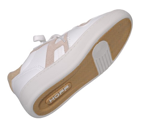 【靴のHOSHIKAWA】  『HOFF 22209003』 ホフ レザースニーカー 23cm〜25.5cm 幅広 ベージュ/ホワイト レディース レースアップ 天然皮革