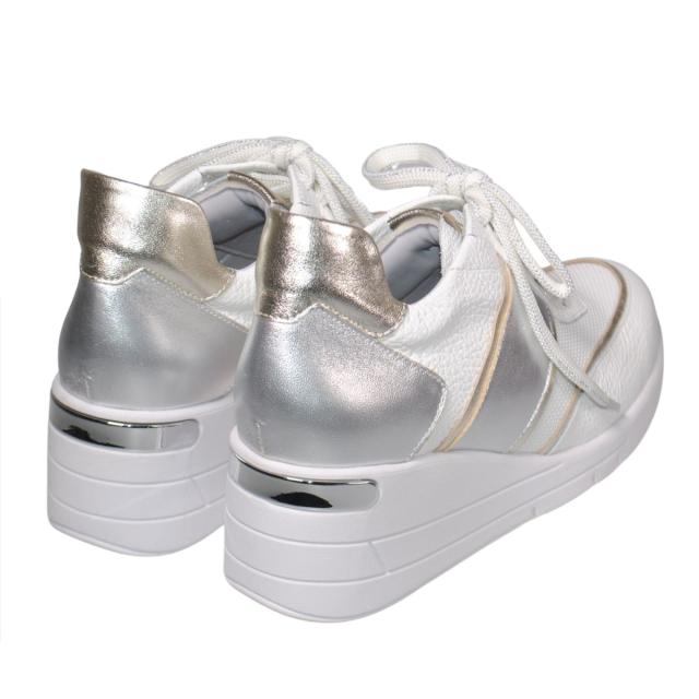 【靴のHOSHIKAWA】  『Monet 241532』 モネ レザースニーカー 21.5cm〜25cm EEEE ウェッジソール レースアップ カジュアル ホワイトC 牛革 日本製 春夏