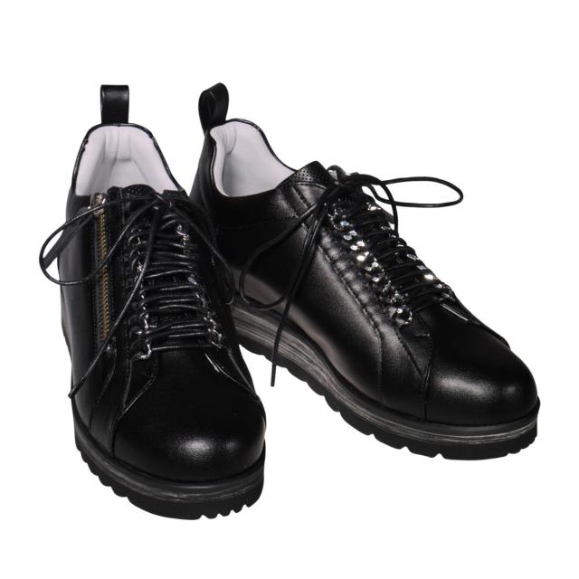 【靴のHOSHIKAWA】  『Monet 243530』 コンフォートスニーカー モネ 21.5cm〜25cm EEEE レディース ブラック レースアップ 幅が広い 日本製 本革 秋冬