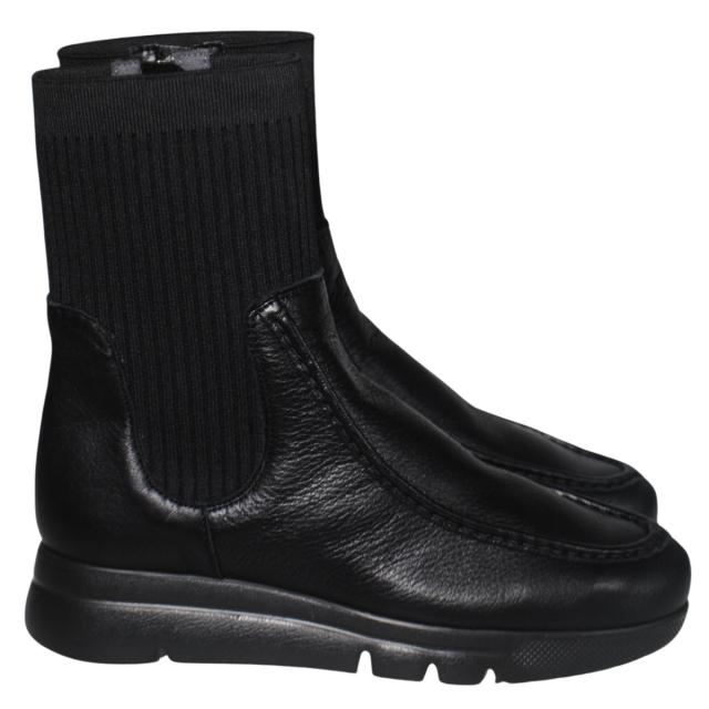 【靴のHOSHIKAWA】  『Monet 244400』 モネ ミドルブーツ 21.5cm〜25cm EEEE レディース ブラック カジュアル 内側ファスナー 日本製 本革 ニット 秋冬