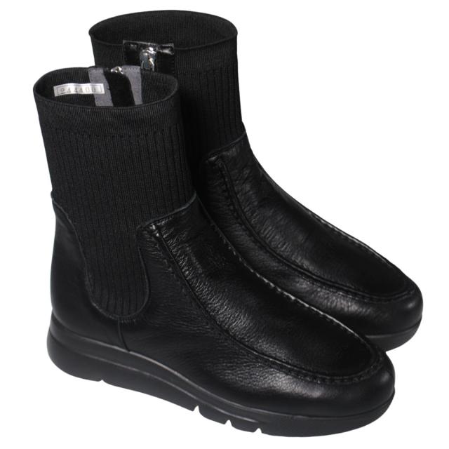 【靴のHOSHIKAWA】  『Monet 244400』 モネ ミドルブーツ 21.5cm〜25cm EEEE レディース ブラック カジュアル 内側ファスナー 日本製 本革 ニット 秋冬
